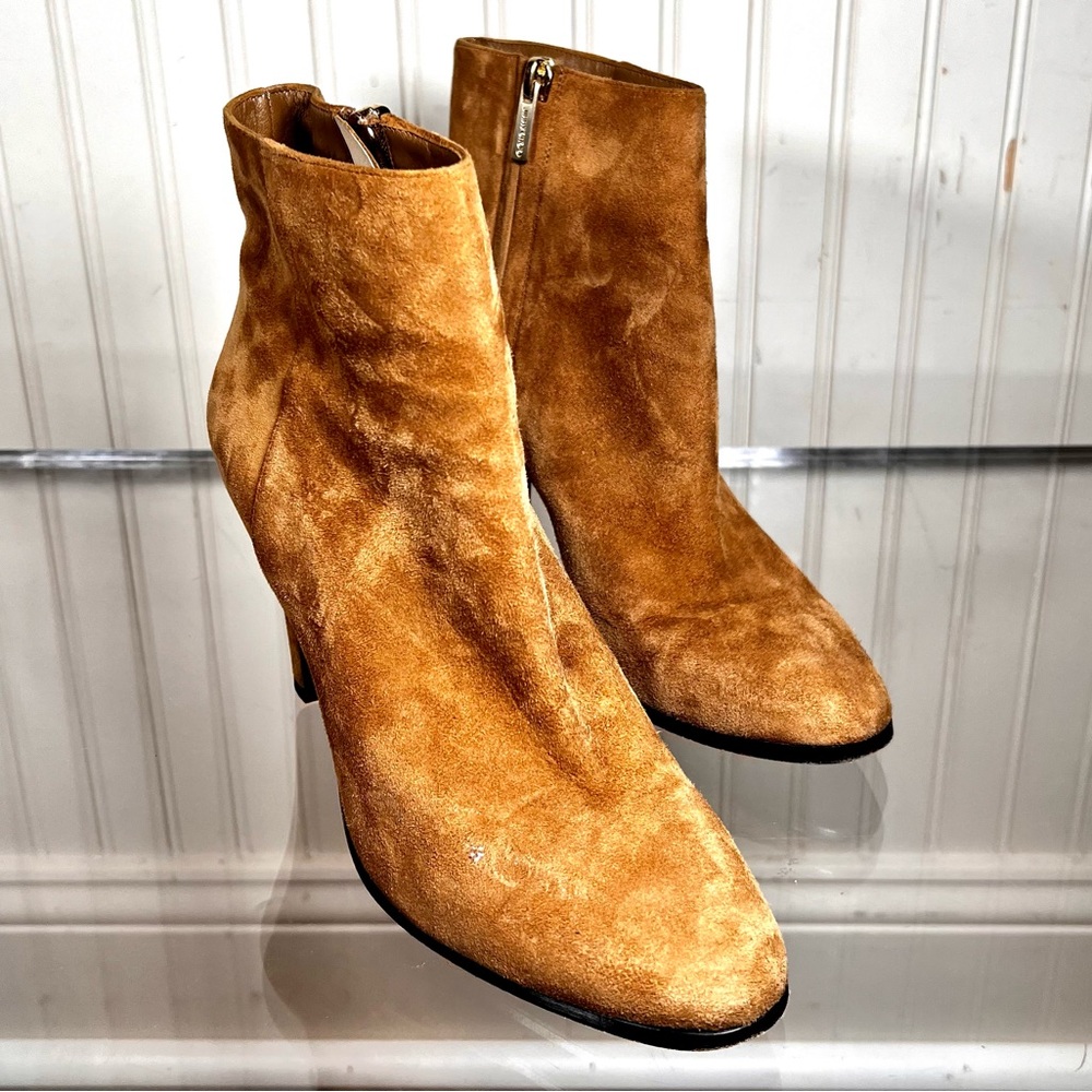 Jimmy Choo tan suede ankle booties